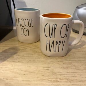 Rae Dunn Mug Set - Cup of Happy Orange, Choose Joy Blue